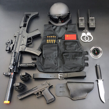 儿童玩具枪套装cos特警装备电动声光道具枪小警察男孩礼物十四件套带