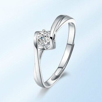 pt950铂金钻石戒指天使之吻钻戒女白金可调节钻石铂金送女友订婚 【20