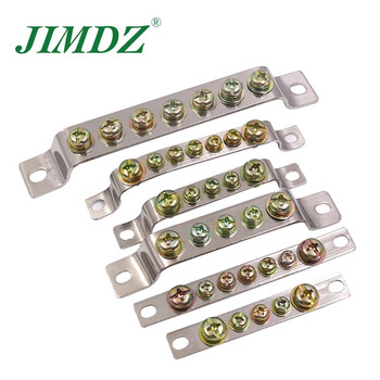 Jimdz 零排地排5孔7孔10孔接地铜排地线端子黄铜双排定制接线零地排配电箱十字螺丝安装零排5孔3 30 图片