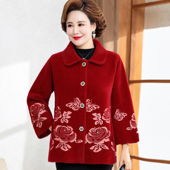 梵侈赫尔轻奢品牌妈妈秋冬装双面羊绒大衣洋气阔太太中老年加肥加大码