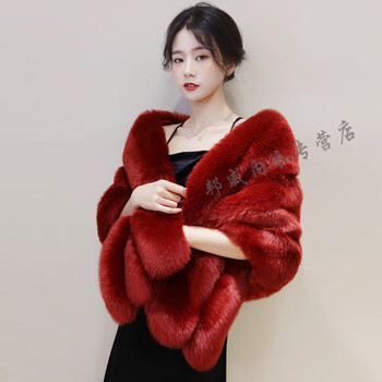 冬款女士披肩新款百搭婚纱披肩女秋冬季仿狐狸毛新娘时尚礼服旗袍外搭