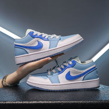 乔1绒粉勾雾霾蓝中邦豆沙粉灰蓝低帮韩版男女学生休闲运动板鞋 aj雾霾