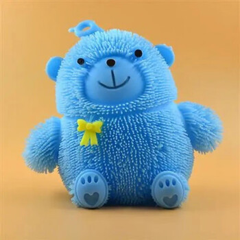 机智芽 定制可爱坐熊捏捏乐闪光大白发光小熊发泄儿童玩具 蓝色大号熊