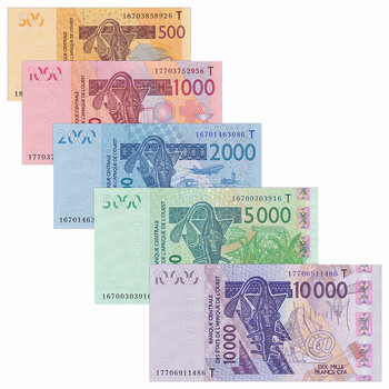 西非塞内加尔法郎纸币20032019年外国钱币收藏t冠5枚50010000法郎大