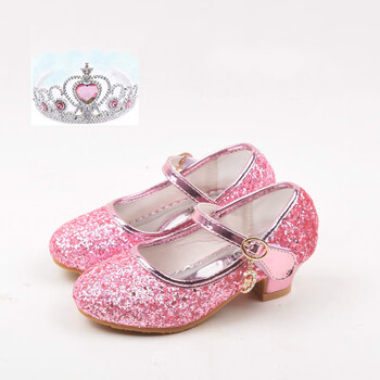 糊图狗新款儿童鞋子女童高跟鞋公主鞋小女孩银色水晶单鞋女学生演出