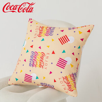 可口可乐抱枕办公室午睡沙发靠垫汽车抱枕 繁花似锦 含枕芯 45*45cm一对装（磨毛款）