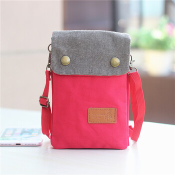 简约手机斜挎包女迷你小挎包帆布挂脖手机袋妈妈放装手机袋子布袋