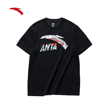 安踏短袖男夏季大logo透气舒适t恤男子时尚国潮上衣基础黑2165s