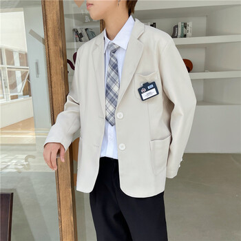 西装校服校服班服dk制服男学院风jk外套情侣装2022年春秋百搭白色西装