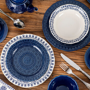 佳亿厨连法式巴洛克陶瓷餐具牛排盘浮雕盘子米饭碗沙拉碗餐盘一人食