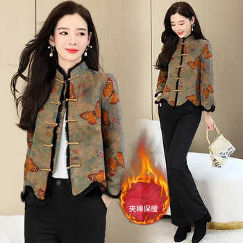 女士唐装小棉袄冬款女棉袄中国风旗袍棉衣新款冬季复古盘扣棉服外套