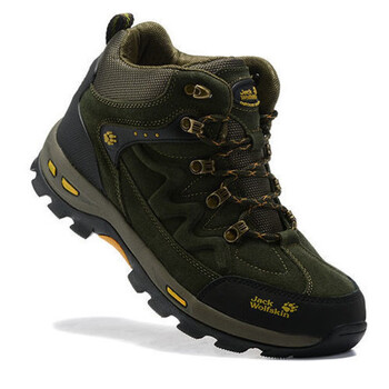 狼爪登山徒步旅游休闲鞋轻便耐磨保暖户外运动高帮男鞋绿色39