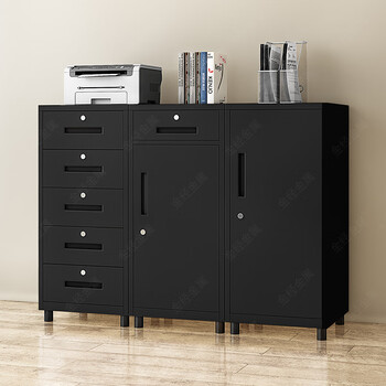 金经金属文件柜矮柜钢制多斗铁皮柜小柜子资料柜办公室抽屉柜黑色一斗