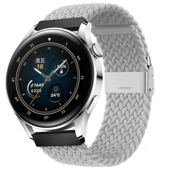 多乐由适用华为gt2\GT3表带尼龙编织watch3/pro/荣耀magic2/GS3手表表带 珍珠白 46表盘-22mm接口通用