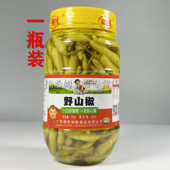 野山椒泡椒广西特产靖西酸嘢泡菜野山椒自制泡椒凤爪720g瓶一瓶装