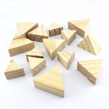 千水星等边三角形木块diy拼装积木木片等腰三角形木头60正三角形幼儿