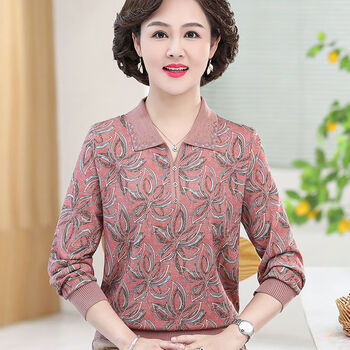 悦娴50岁女人穿的气质女装春装妈妈装洋气薄款长袖上衣小衫60岁中老年