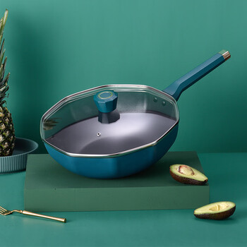 钢盾 八角锅不粘锅炒锅家用锅具套装三件套厨具麦饭石平底锅炒菜锅