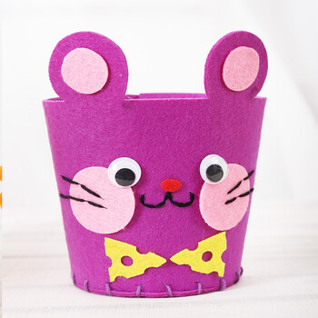 手工制作材料包36岁幼儿园宝宝自制diy笔筒创意小篮子复活节动物益智