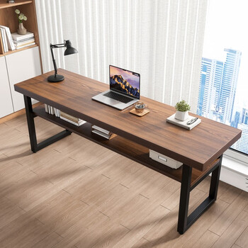 室工作台长条桌小桌子书桌 胡桃色180x60x75 【实木加厚50mm台面】