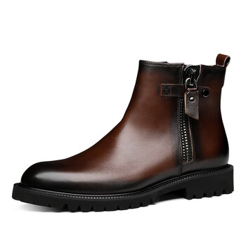 阿匹帝亚ahempasi品牌男皮鞋工装皮靴男短靴潮流休闲加绒保暖男靴夏季