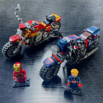 乐高(lego)钢铁侠美国队长人仔拼装摩托车模型儿童中国生日礼物玩具