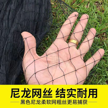 鸟网单层黑色渔网片加粗柔软尼龙网加厚袋子地龙渔网虾蟹网鳝鱼网奔新