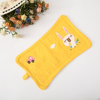 汽车兔婴儿枕头枕套全棉卡通绣花枕头儿童荞麦卡通枕头0-1-3-6岁 黄色
