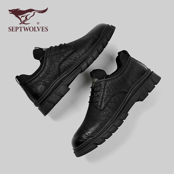 皮鞋男黑色38码>七匹狼(septwolves)男鞋秋冬季新款厚底工装鞋系带