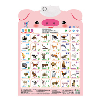 表墙贴拼读训练识数字声母韵母宝宝识图认知q1张动物世界送电池挂钩