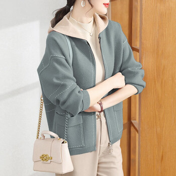 雪夕（XUEXI）妈妈装秋装中老年女装秋装外套短款宽松型上衣新款中老年衣服女 腰果蓝 3XL(建议145-160斤)