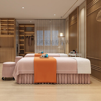 美容床罩按摩床罩四件套明也美容床罩四件套高端轻奢美容院软装床品