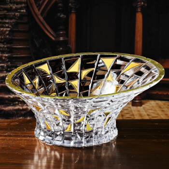 高斯（Glass）捷克进口水晶玻璃果盘大果盆古典欧式糖果水客厅卧室房间装饰品