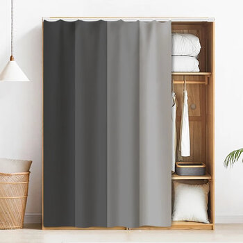 君吻开放式柜子遮挡帘滑轨式衣柜防尘门帘布帘鞋柜杂物帘子自粘式拉帘