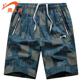 贵人鸟短裤男士夏季纯棉沙滩裤宽松大码五分裤迷彩大裤衩加肥休闲短裤