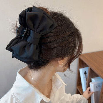皓范儿发夹缎面蝴蝶结抓夹女后脑勺大号鲨鱼夹秋冬夹子头蝴蝶结抓夹