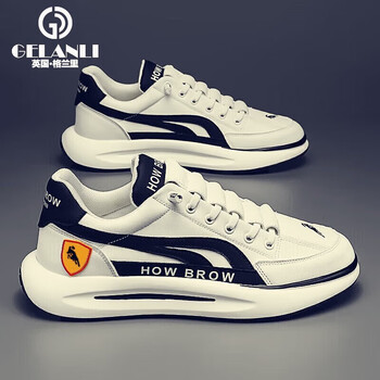 格兰里新款老爹鞋潮牌男鞋内增高男鞋时尚保暖休闲棉鞋男潮流运动鞋子男 白黑【增高5CM】 42