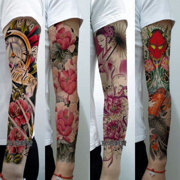 纹身贴花臂臂手臂防水 男女仿真 欧美大花臂龙满臂刺青纹身贴纸 4全