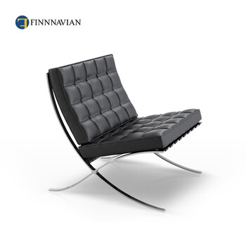 finnnavian芬纳维亚新品进口巴塞罗那全真皮休闲椅意大利北欧办公室