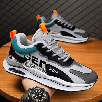 杜臣（DUCHEN）新款潮流百搭男鞋网红时尚潮鞋低帮防滑耐磨休闲鞋板鞋男 加绒款丨灰色 #39