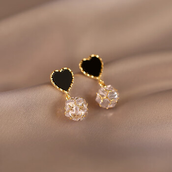 淦奢耳环女2023年新款潮夏季感锆石爱心耳环轻奢小众气质耳坠ins潮202