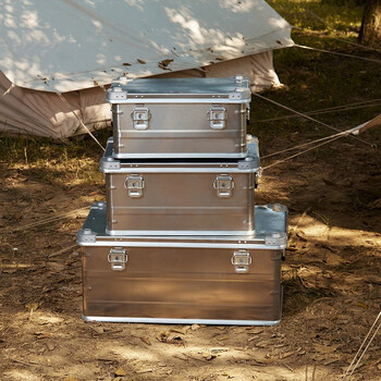 露营收纳箱大容量campzoom户外铝合金收纳箱露营装备大容量整理箱50l