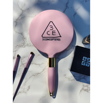 3ce化妆镜手持大号小型手拿画妆镜家用复古轻奢美容院镜子手柄式中号