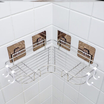 60厕所放沐浴露的支架卫生间置物架洗手间免打孔肥皂盒拐角三角壁挂