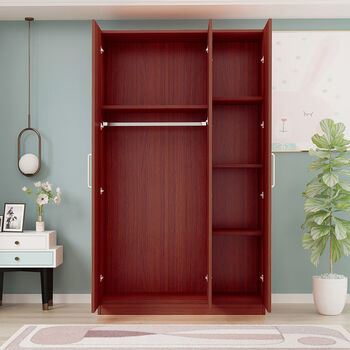 衣柜家用卧室出租房用收纳储物柜子简易组装家具实木质大衣橱 柚木色