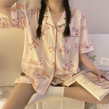 女生睡衣夏季冰丝女式居家服夏女士家居服夏天凉快学生丝质套装可外穿