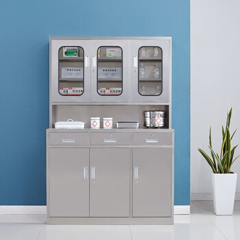 虎牧西药柜药品存放柜医院诊所治疗柜处置台口腔牙科医疗柜不锈钢面