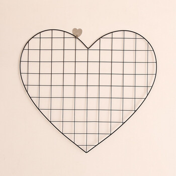 ins心形型网格照片墙 少女心卧室铁艺网格照片墙韩系公主房间装饰
