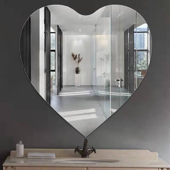 亚克力心形镜子化妆镜爱心镜子镜子贴墙自粘软镜子梳妆镜洗漱台镜