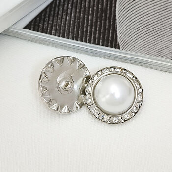 裴拉婷新品超大山茶花袖扣水钻花朵珍珠扣子纽扣花朵扣手工缝制韩版女